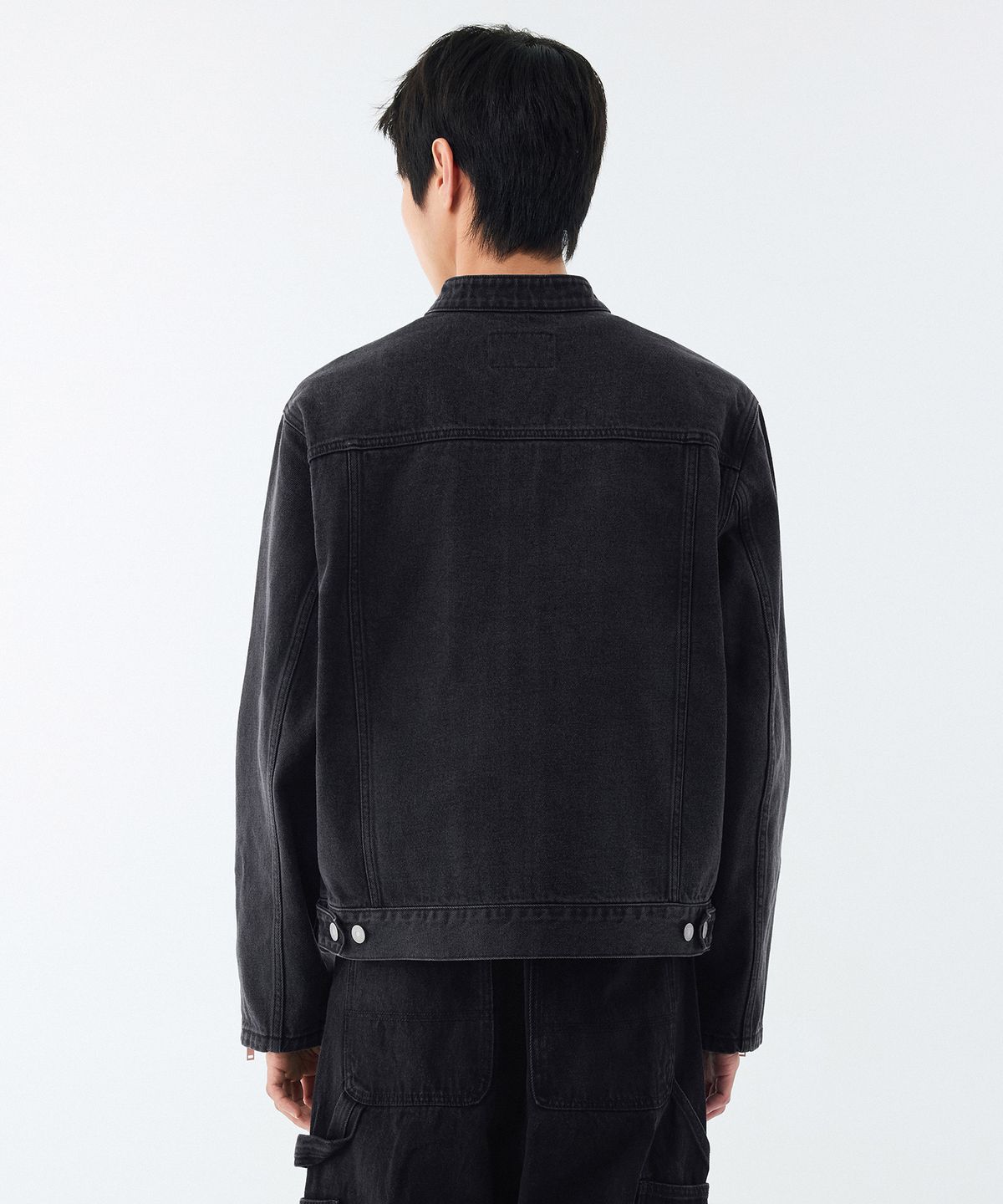 무신사 스탠다드(MUSINSA STANDARD) 데님 레이서 재킷 [워시드 블랙]