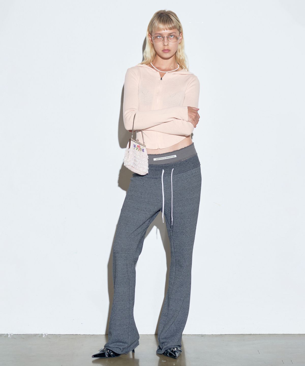 스컬프터(SCULPTOR) Trunk Layered Sweat Pants Melange Charcoal