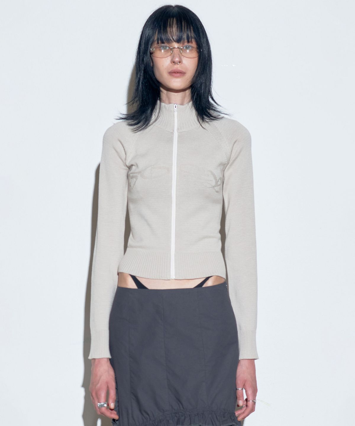 스컬프터(SCULPTOR) Holy Knit Zip-Up Dusty Beige