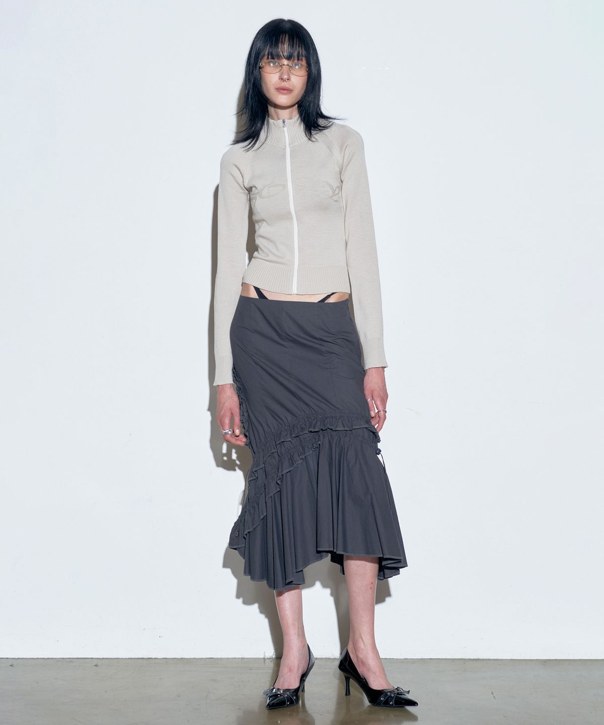 스컬프터(SCULPTOR) Holy Knit Zip-Up Dusty Beige