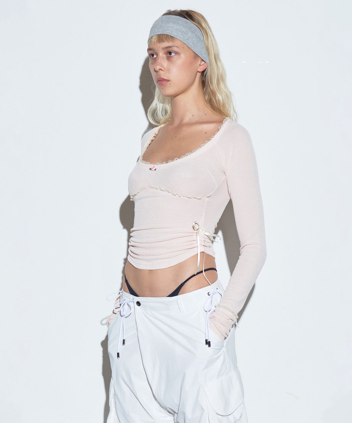 스컬프터(SCULPTOR) Bow Tie L/S Tee Ballerina Pink