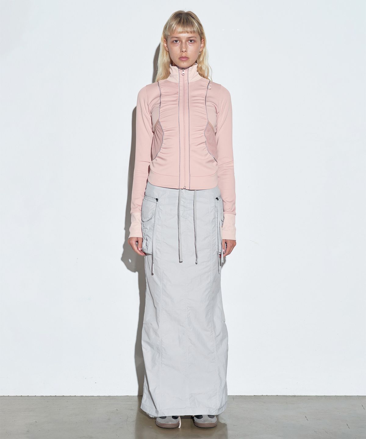 스컬프터(SCULPTOR) Shirring Zip-Up Jersey Ballerina Pink