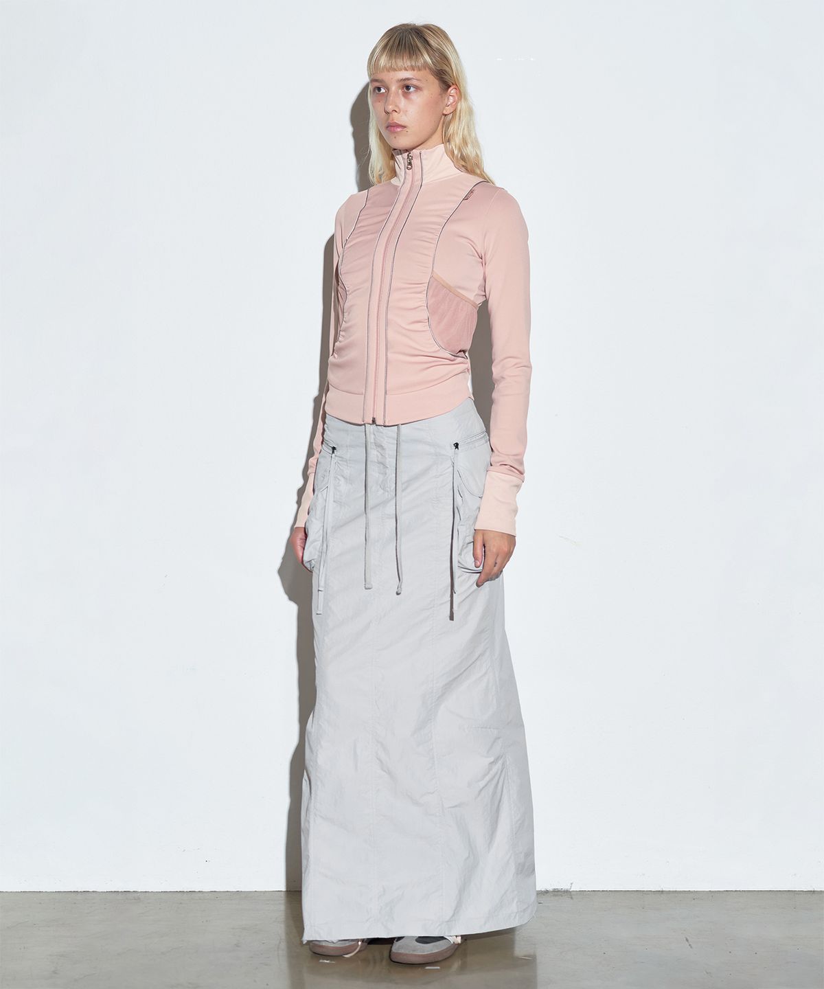 스컬프터(SCULPTOR) Shirring Zip-Up Jersey Ballerina Pink