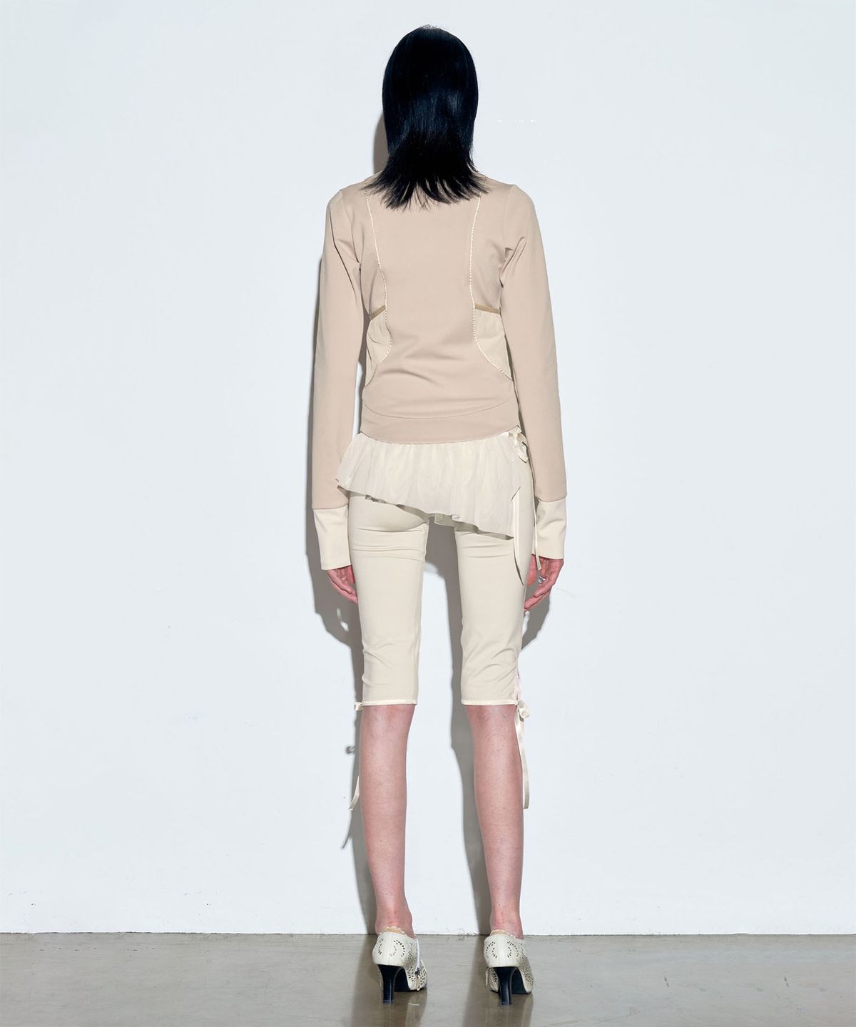 스컬프터(SCULPTOR) Shirring Zip-Up Jersey Ballerina Nude