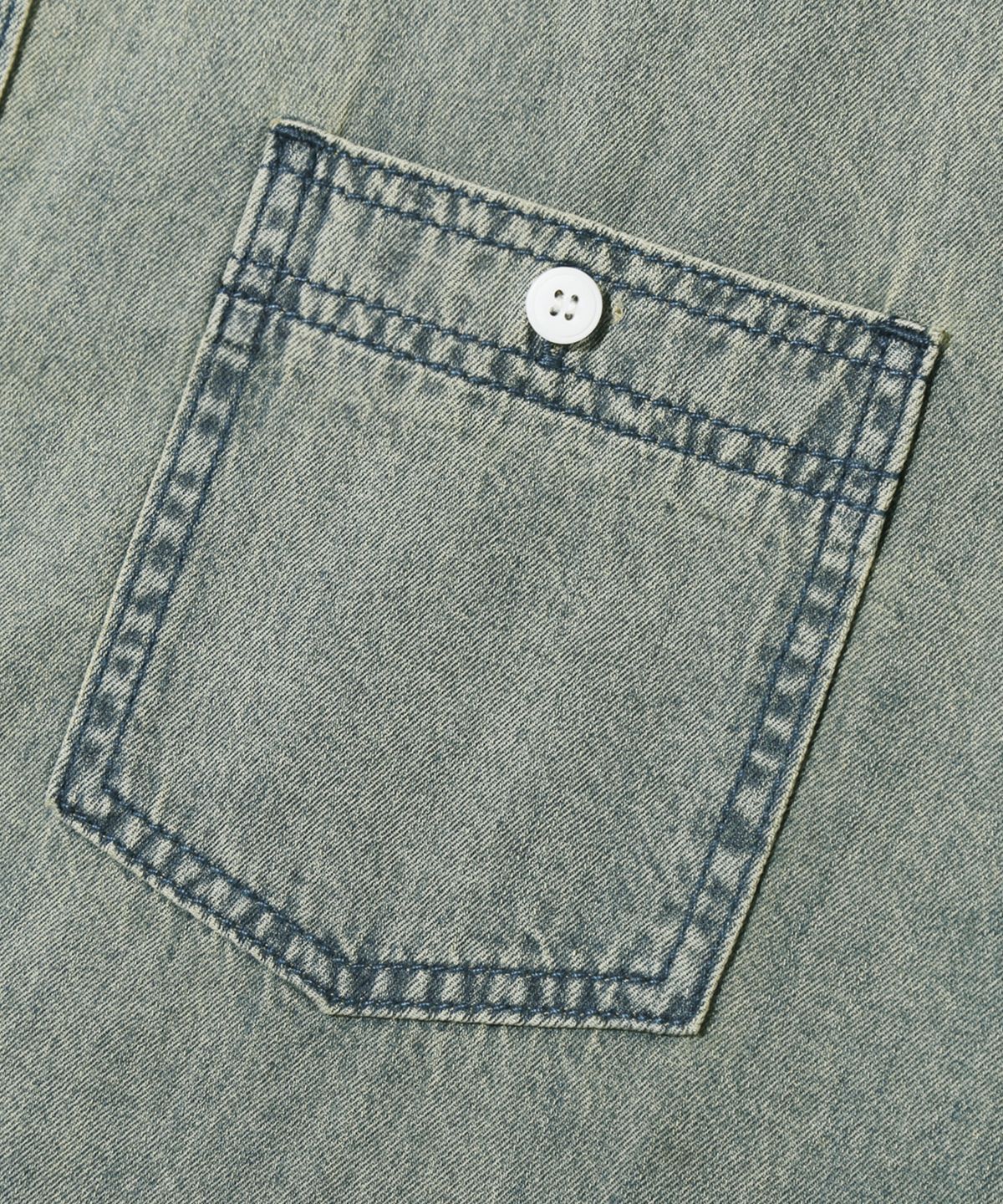 트릴리온(TRILLION) 스톤 워싱 오버핏 데님 긴팔 셔츠 (BEIGE BLUE)