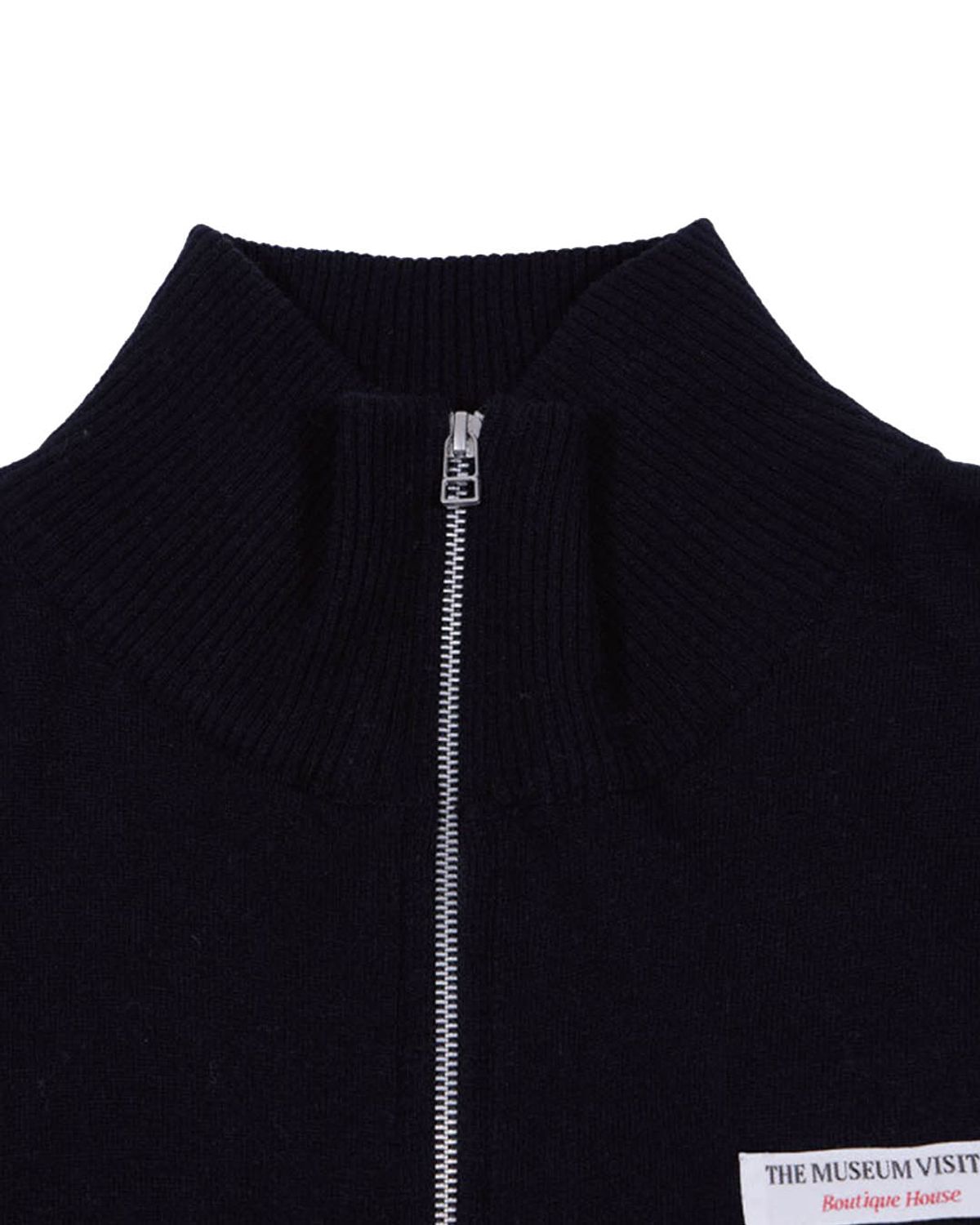 더뮤지엄비지터(THEMUSEUMVISITOR) FLOWER PICTURE PRINTED KNIT ZIP UP (BLACK)