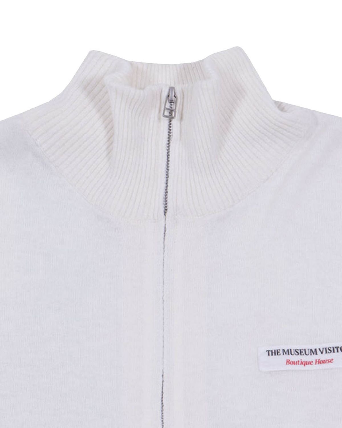 더뮤지엄비지터(THEMUSEUMVISITOR) FLOWER PICTURE PRINTED KNIT ZIP UP (IVORY)