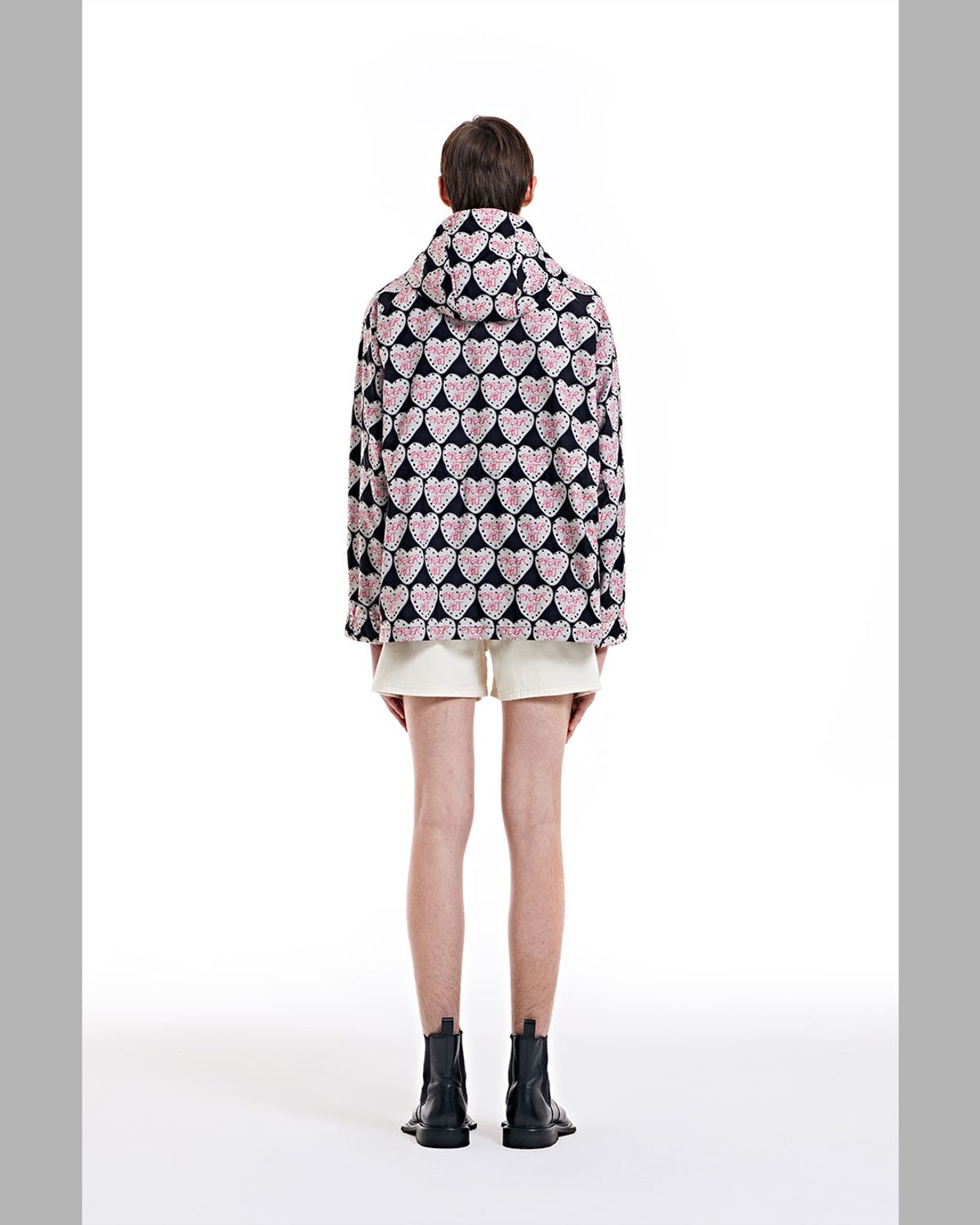 더뮤지엄비지터(THEMUSEUMVISITOR) FOREVER ART PRINTED CURVED ZIPPER WINDBREAKER (BLACK)