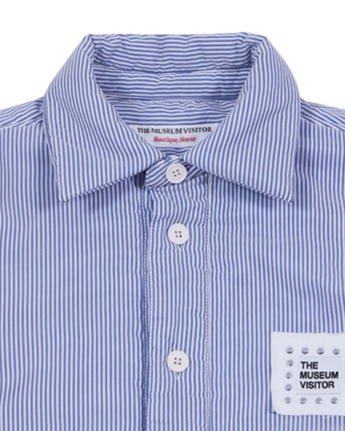 더뮤지엄비지터(THEMUSEUMVISITOR) CUBIC LOGO STITCHED PADDED SHIRTS (BLUE)