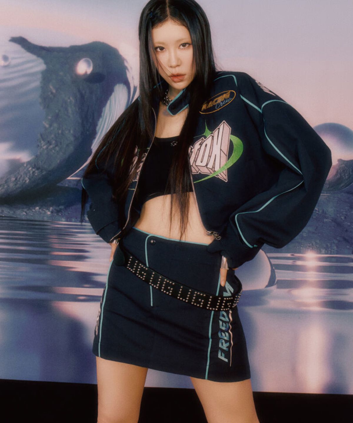 라라폭스(LALAFOX) SPACE RACING SKIRT NAVY BP1WS005