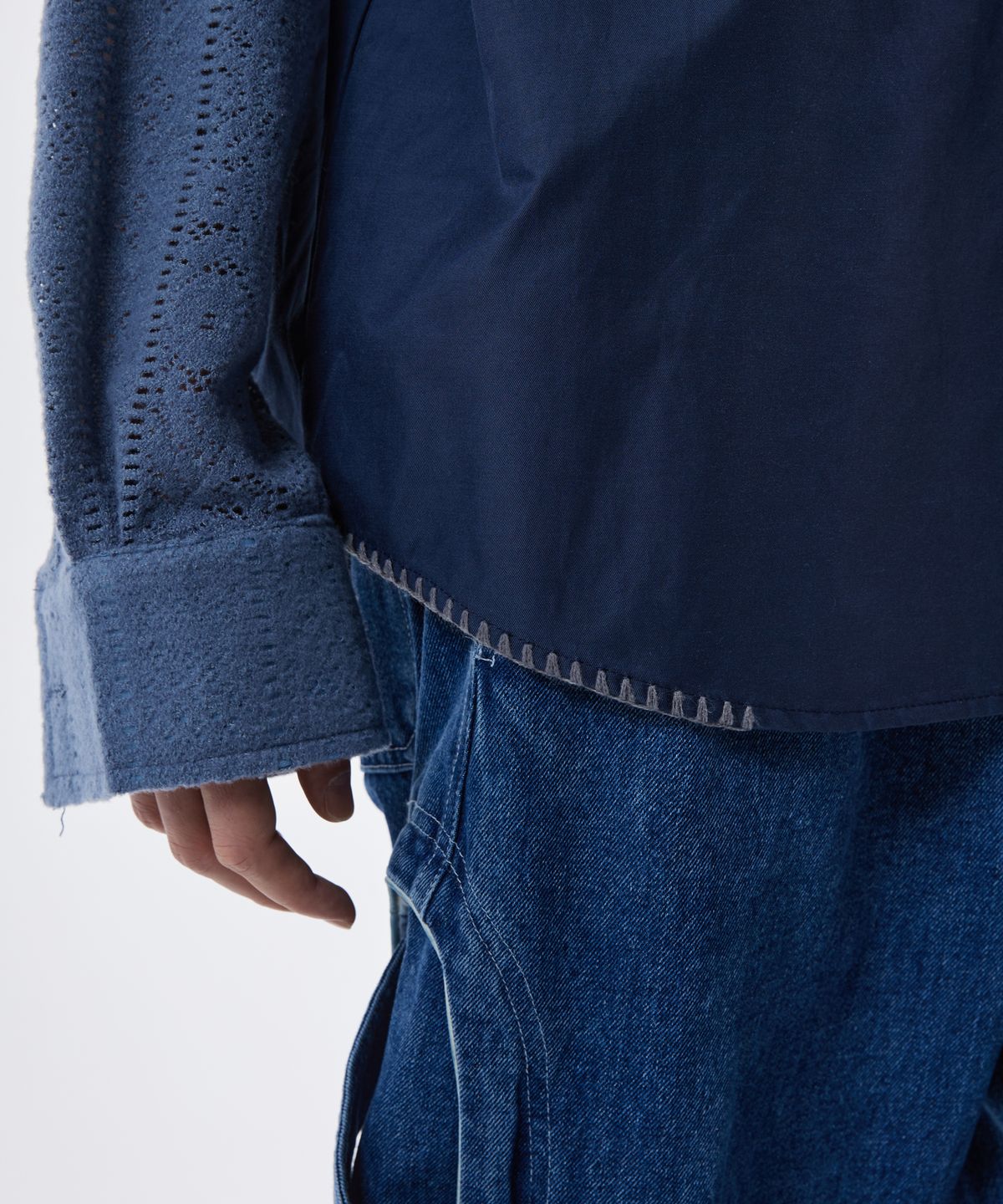 알에스에스씨(RSSC) KNIT SLEEVE LAYERED SHIRT - NAVY