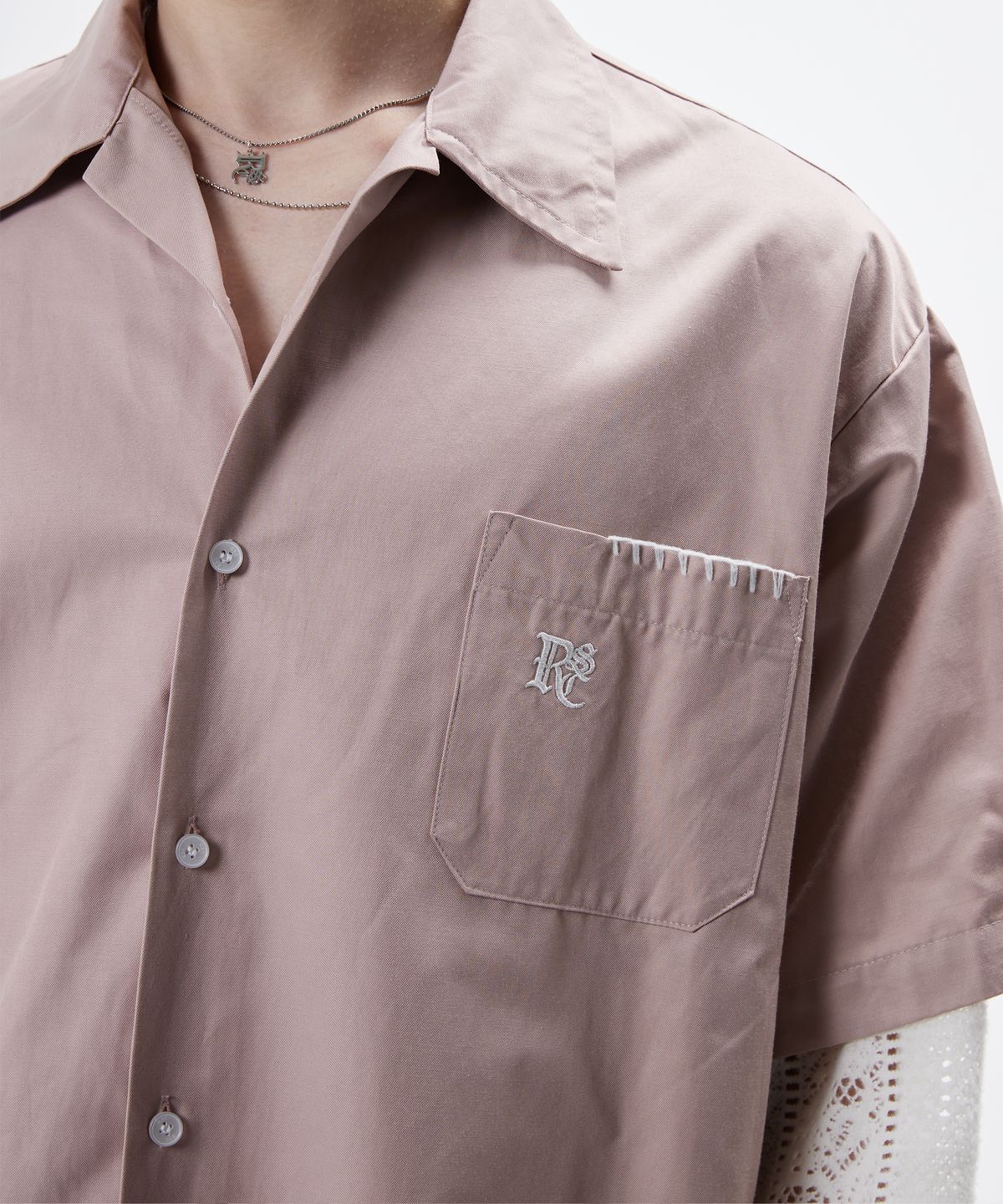 알에스에스씨(RSSC) KNIT SLEEVE LAYERED SHIRT - PINK