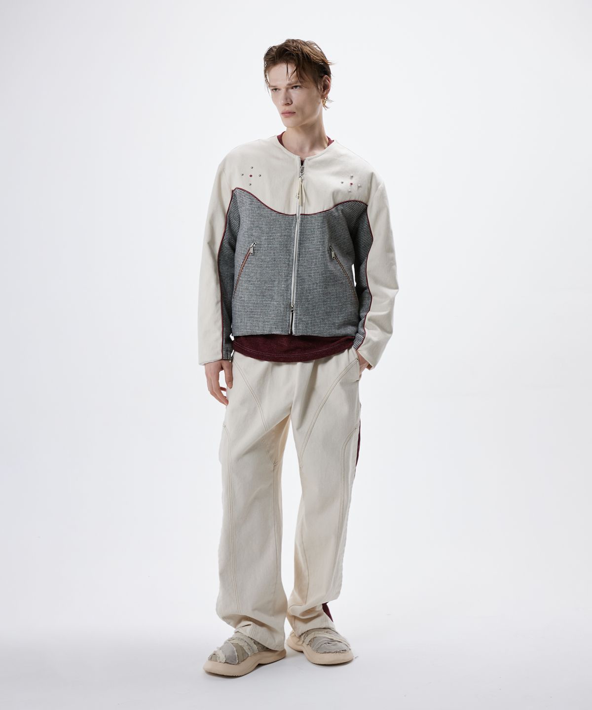 알에스에스씨(RSSC) INCISION SIDE WRINKLE DENIM PANTS - IVORY