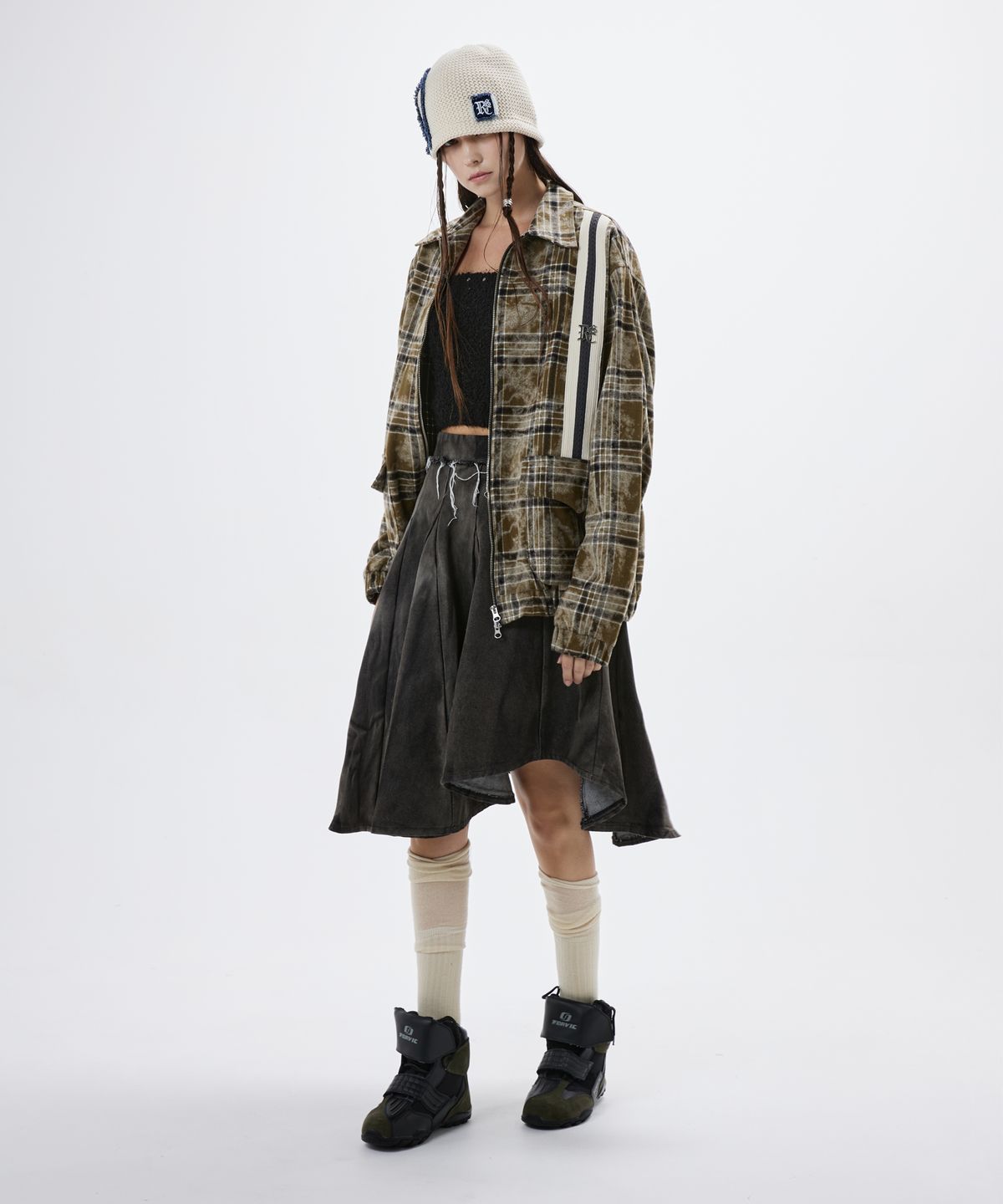 알에스에스씨(RSSC) DYED CHECK ZIPUP JACKET - KHAKI