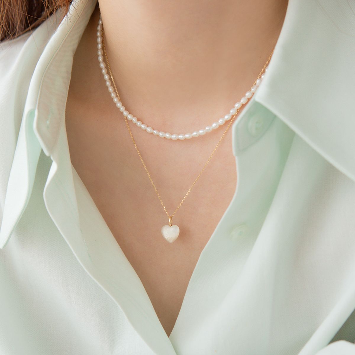 룬느(LUNNE) 14k 하트 원석 10mm 목걸이 (14k골드) #LFN10