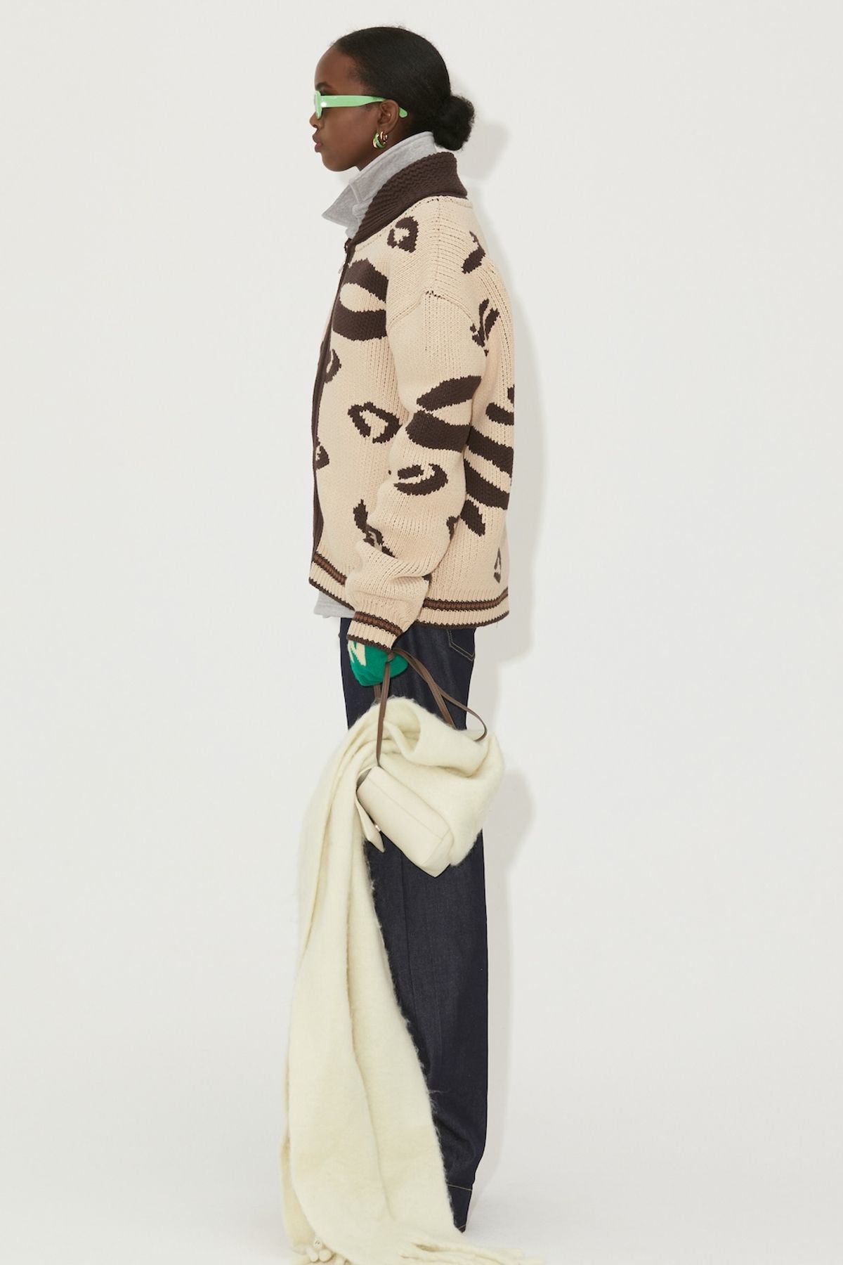노앙(NOHANT) LEOPARD COWICHAN CARDIGAN BEIGE