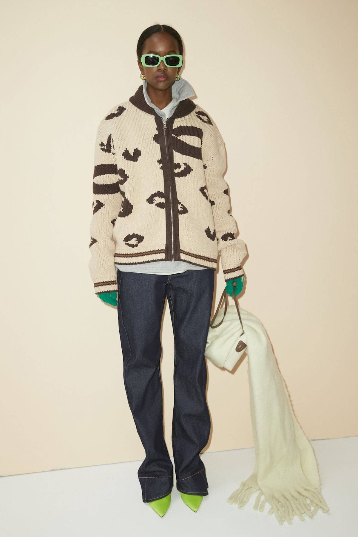 노앙(NOHANT) LEOPARD COWICHAN CARDIGAN BEIGE