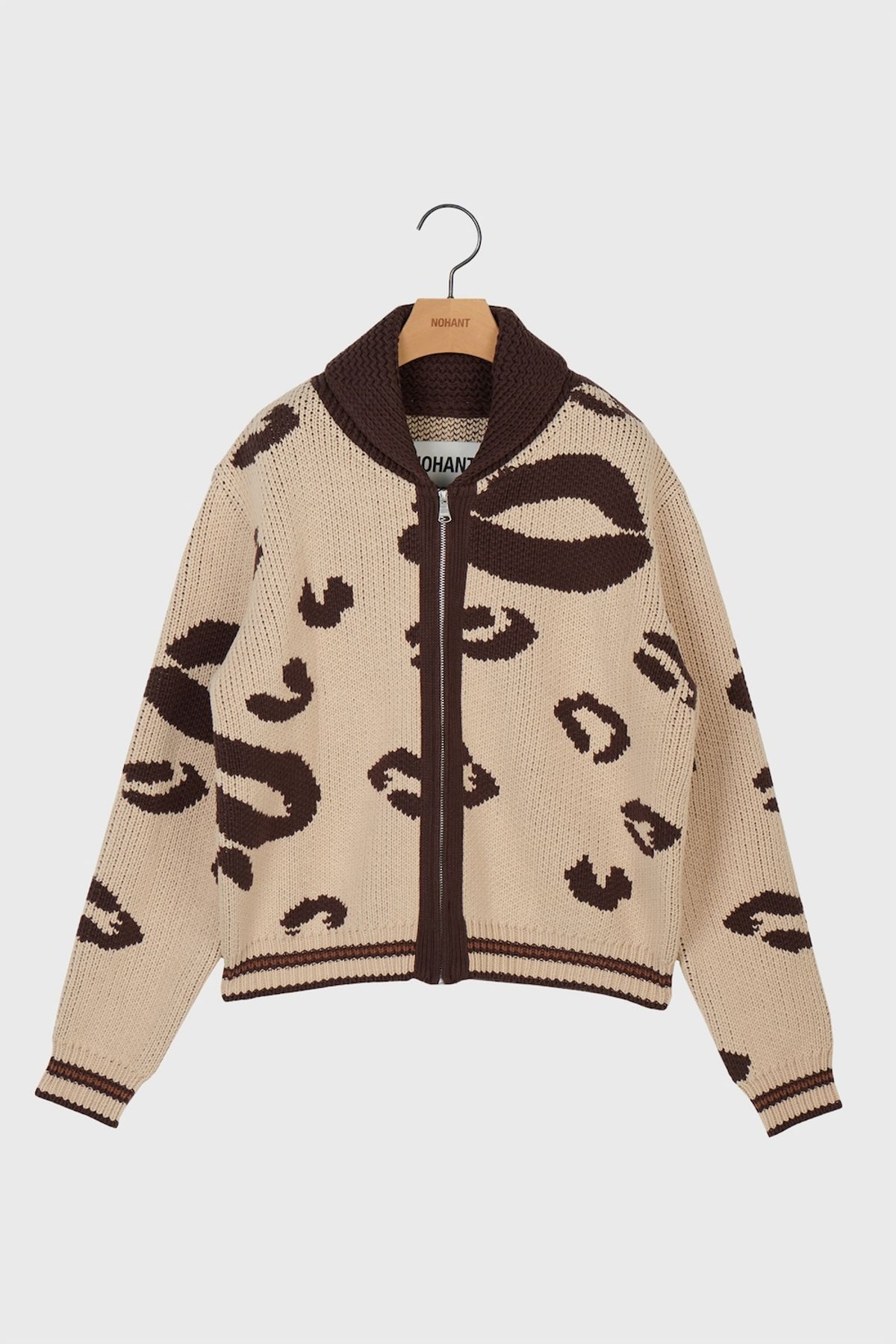 노앙(NOHANT) LEOPARD COWICHAN CARDIGAN BEIGE
