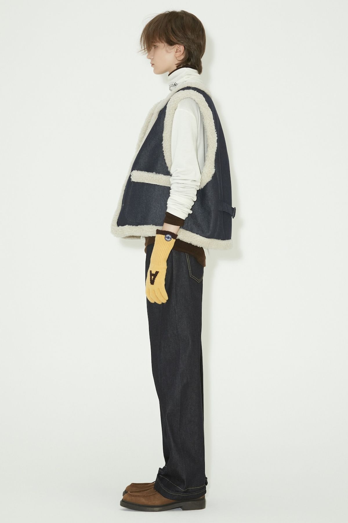 노앙(NOHANT) DENIM MOUTON VEST INDIGO