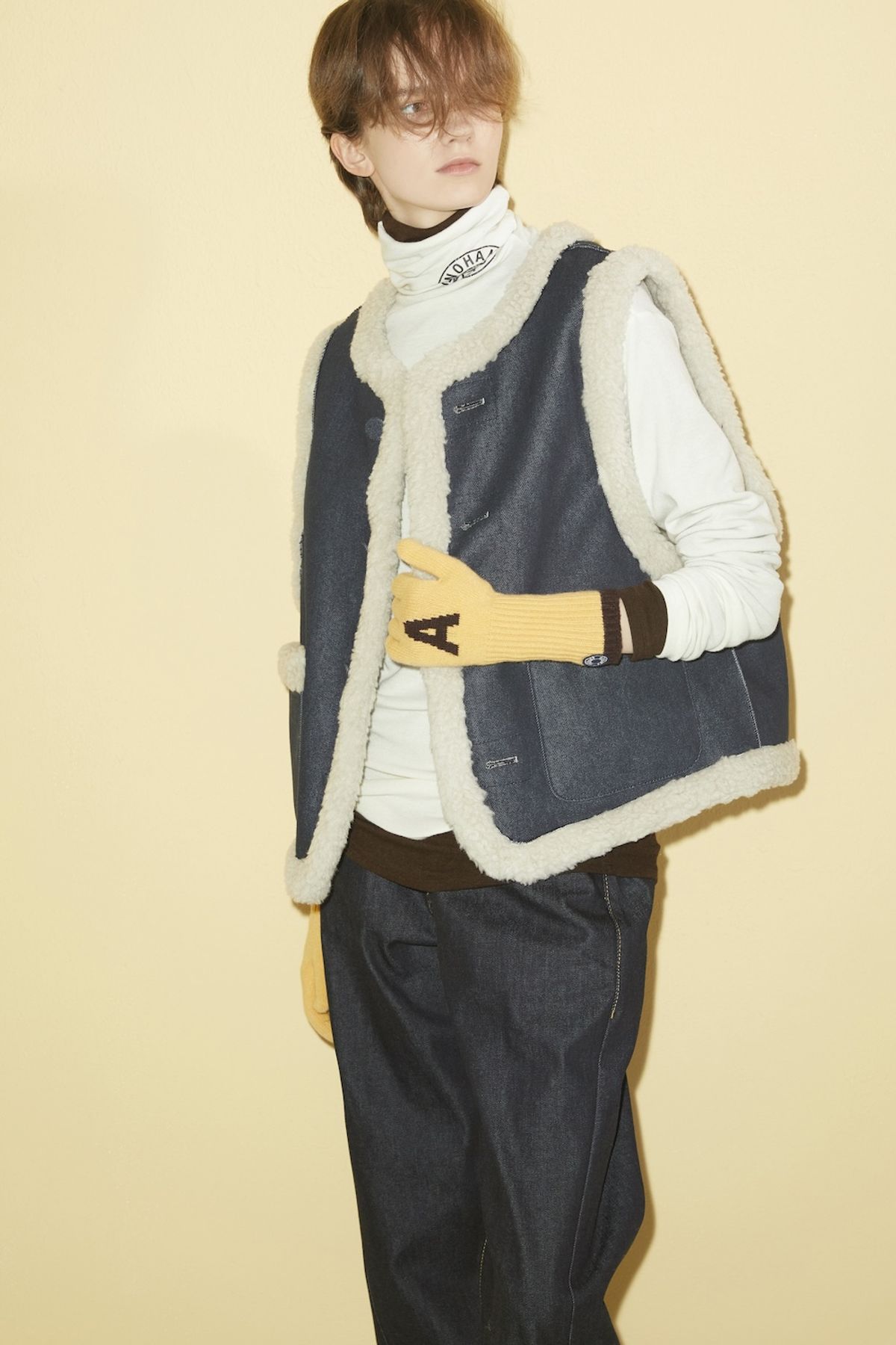 노앙(NOHANT) DENIM MOUTON VEST INDIGO