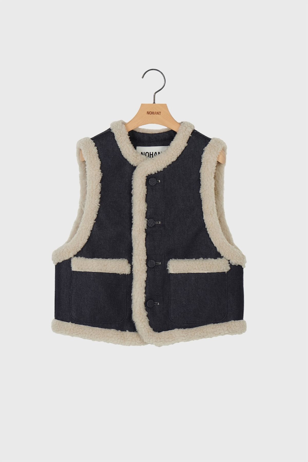 노앙(NOHANT) DENIM MOUTON VEST INDIGO