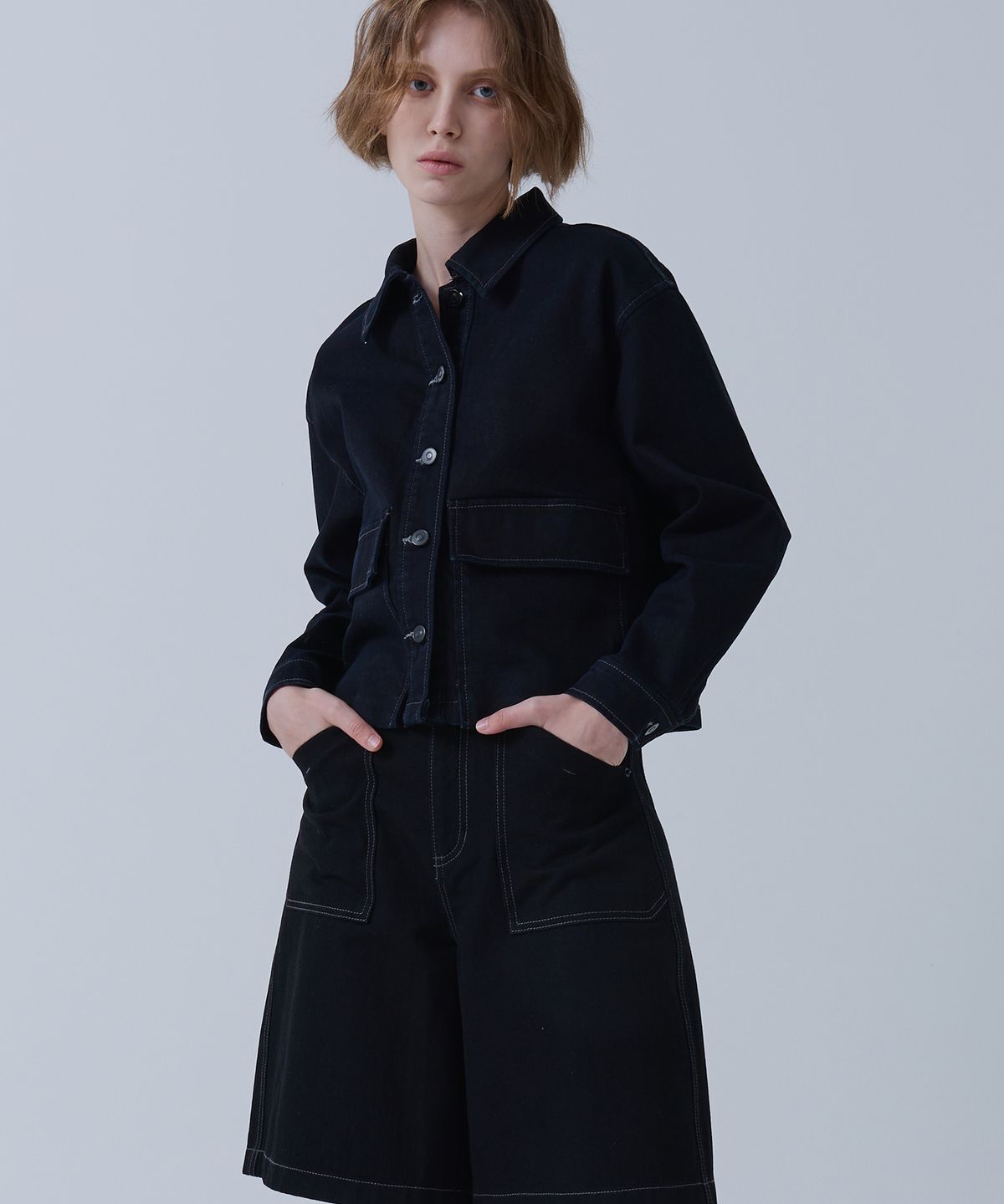 람(RAAM) RP363 앞포켓 데님 숏 자켓