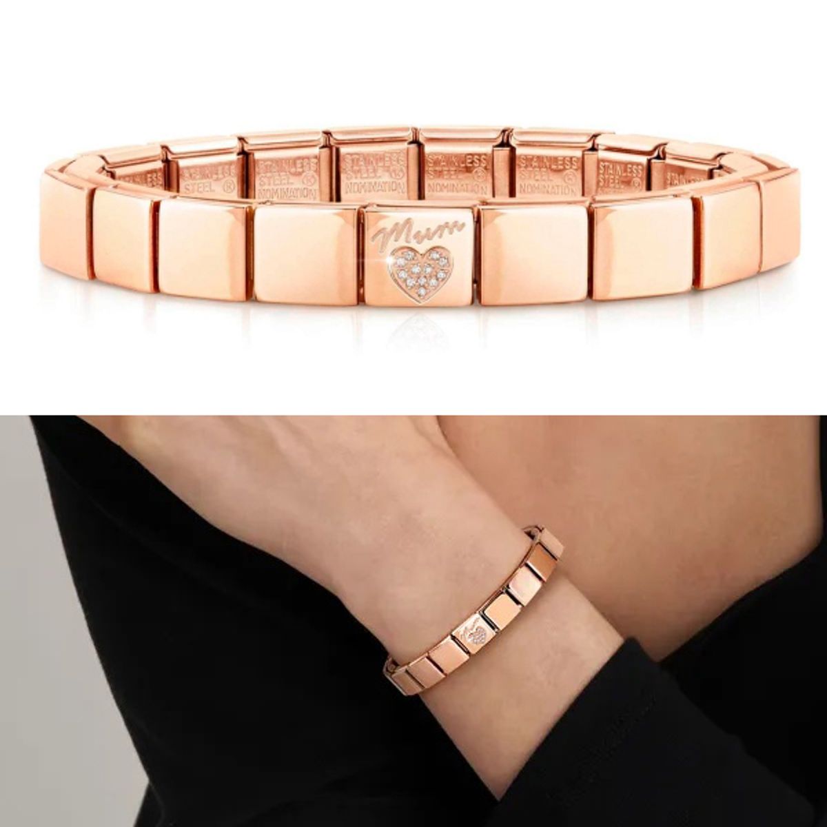 노미네이션(NOMINATION) 팔찌 글램 심볼 Rose Gold & cubic zirconia (MUM HEART) 239104/22