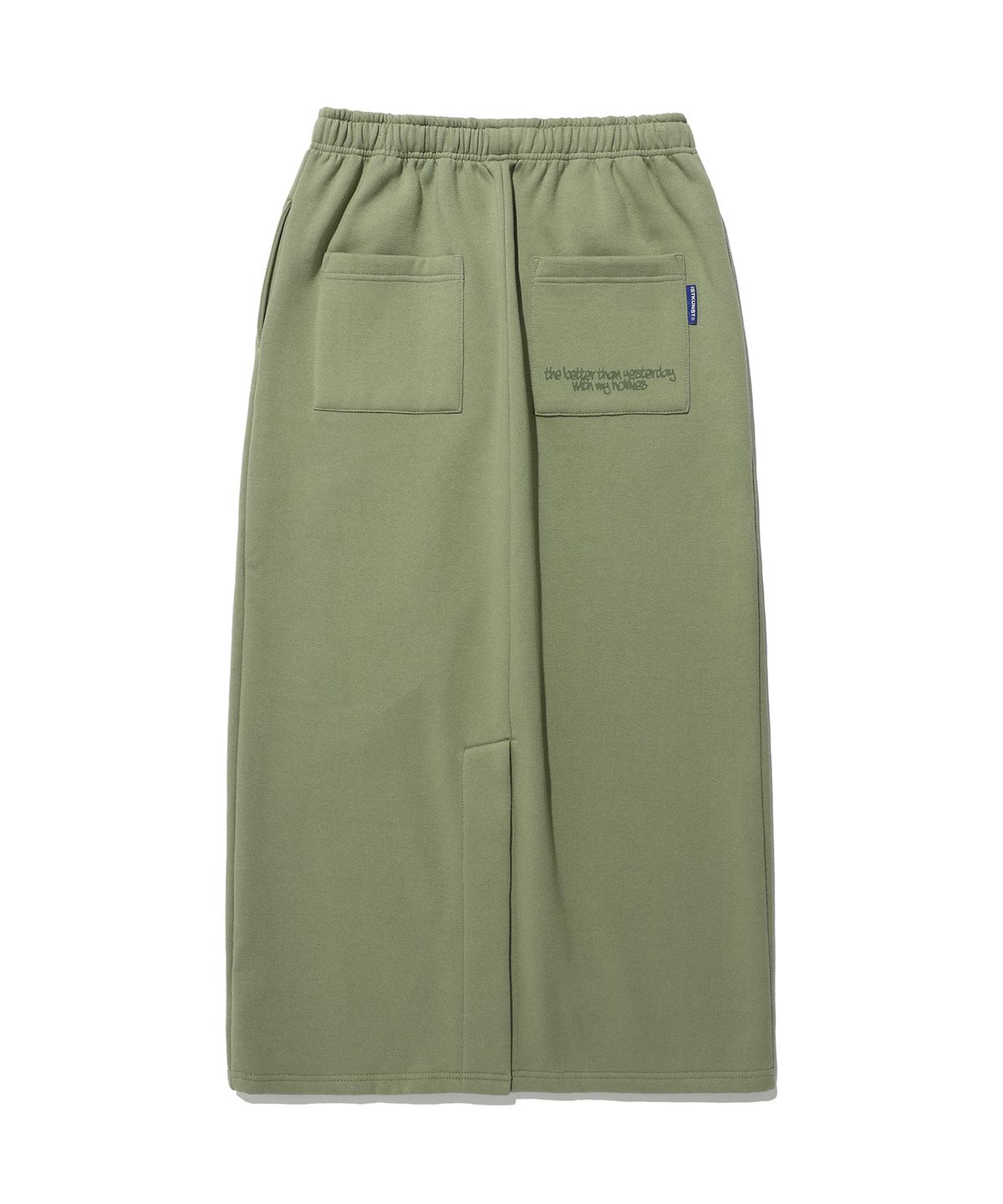 이스트쿤스트(ISTKUNST) SCRIBBLE LOGO SWEAT SKIRT_KHAKI(IK2DFFPA03A)