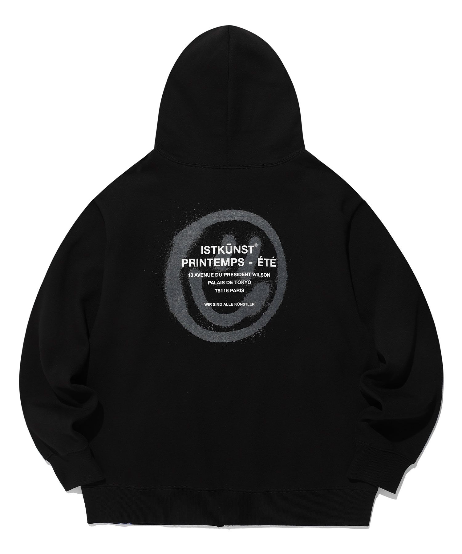 MUSINSA公式 | ISTKUNST LOGO&SMILEY HOOD ZIP UP_BLACK(IK2DFMM480A)