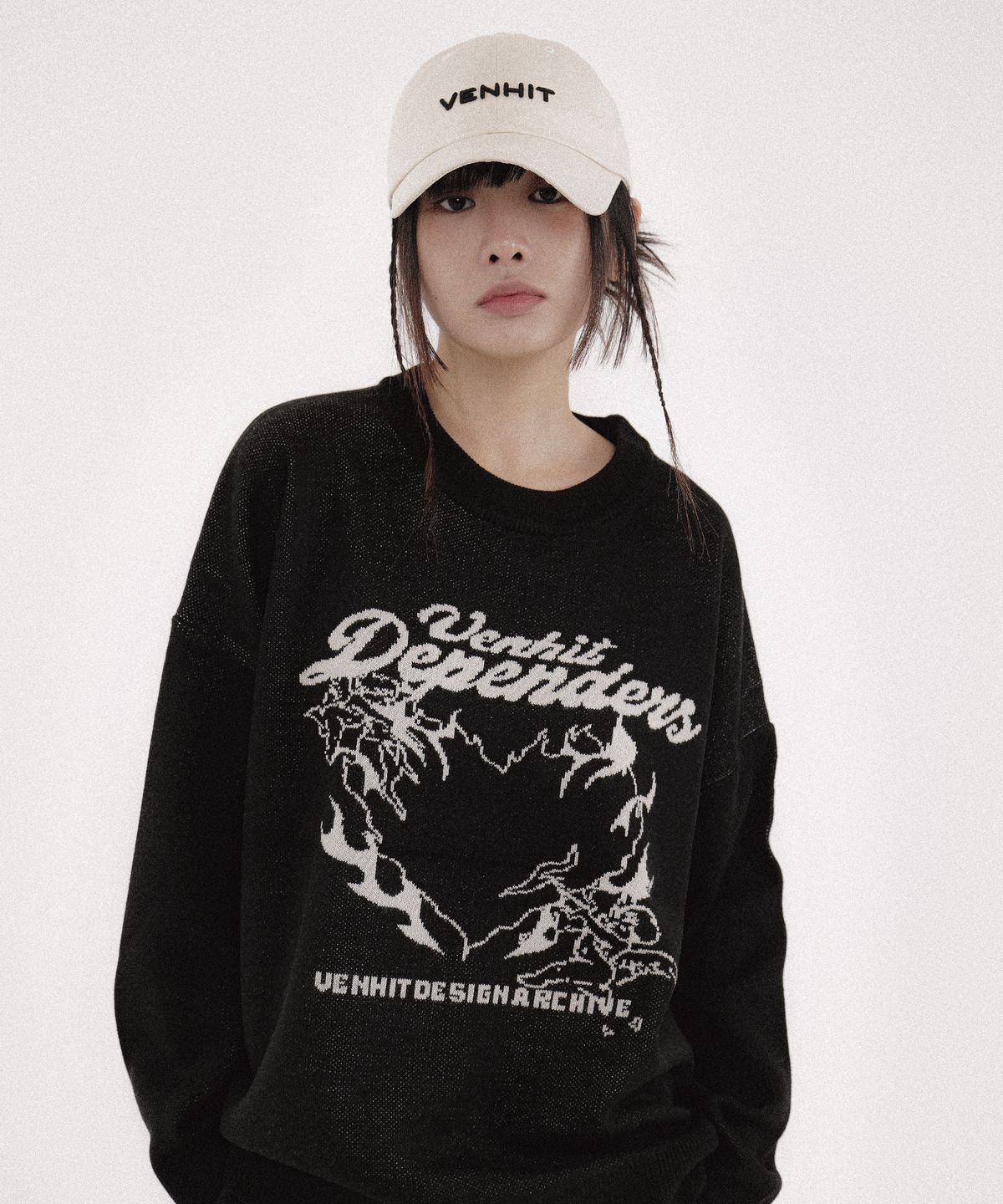 벤힛(VENHIT) DEPENDERS 자카드 니트[BLACK]