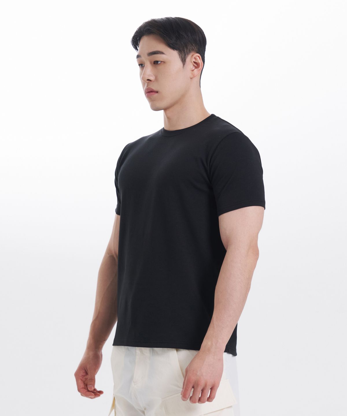 포더(PODER) 스탠다드 무지 머슬핏 티셔츠 [블랙]