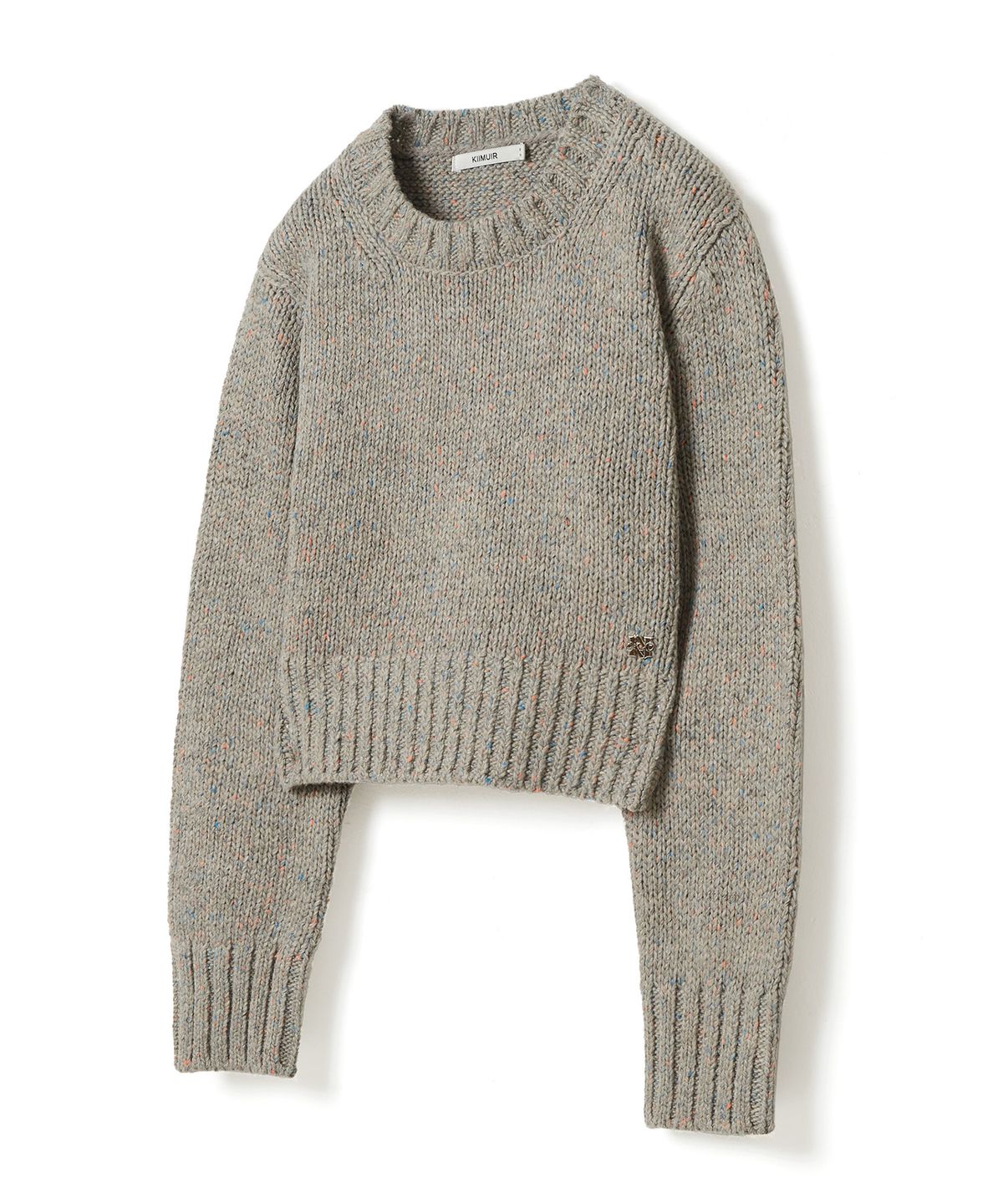 키뮤어(KIIMUIR) (우먼) 울(WOOL) 네프사 크롭 크루넥 니트_그레이