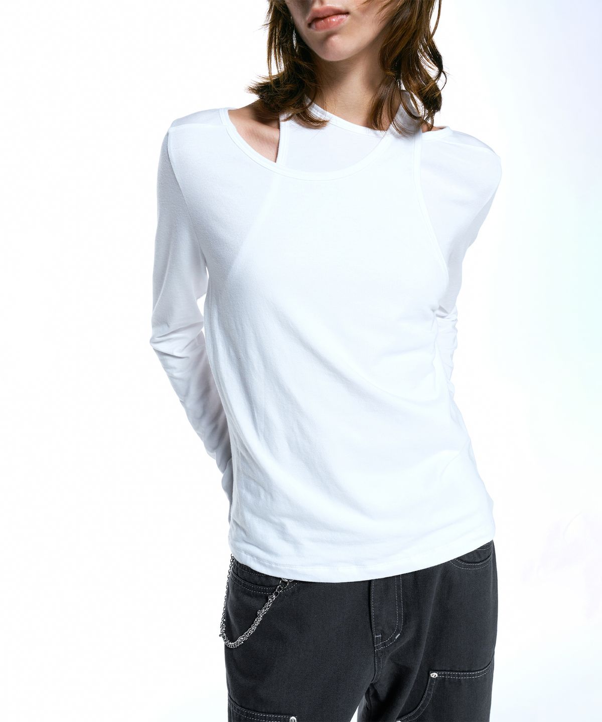 인사일런스 우먼(INSILENCE WOMEN) 홀터 레이어드 탑 WHITE