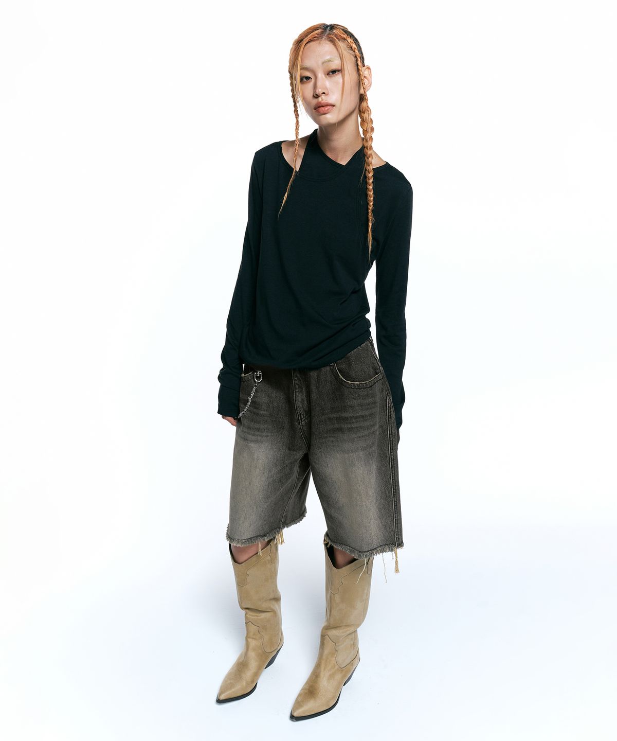 인사일런스 우먼(INSILENCE WOMEN) 홀터 레이어드 탑 BLACK