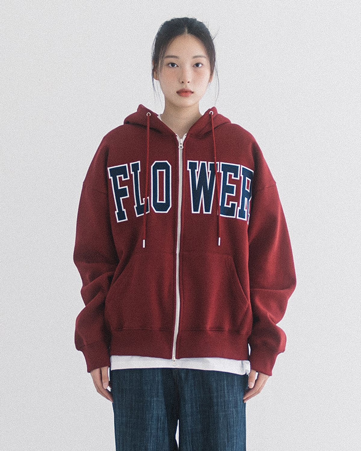 해비즘(HAVISM) FLOWER ZIP UP HOOD(WINE)