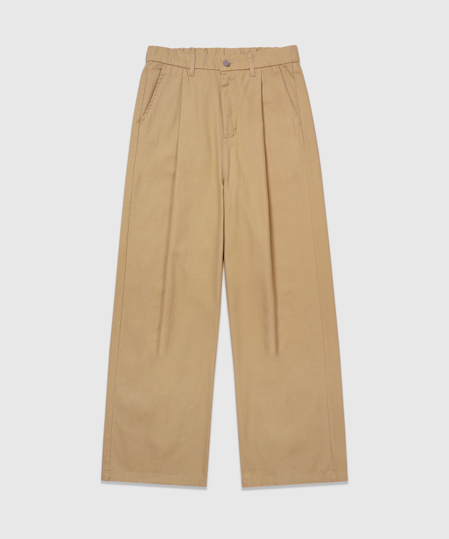 MUSINSA | AGOD One Tuck Wide Twill Cotton Banding Pants [Beige]