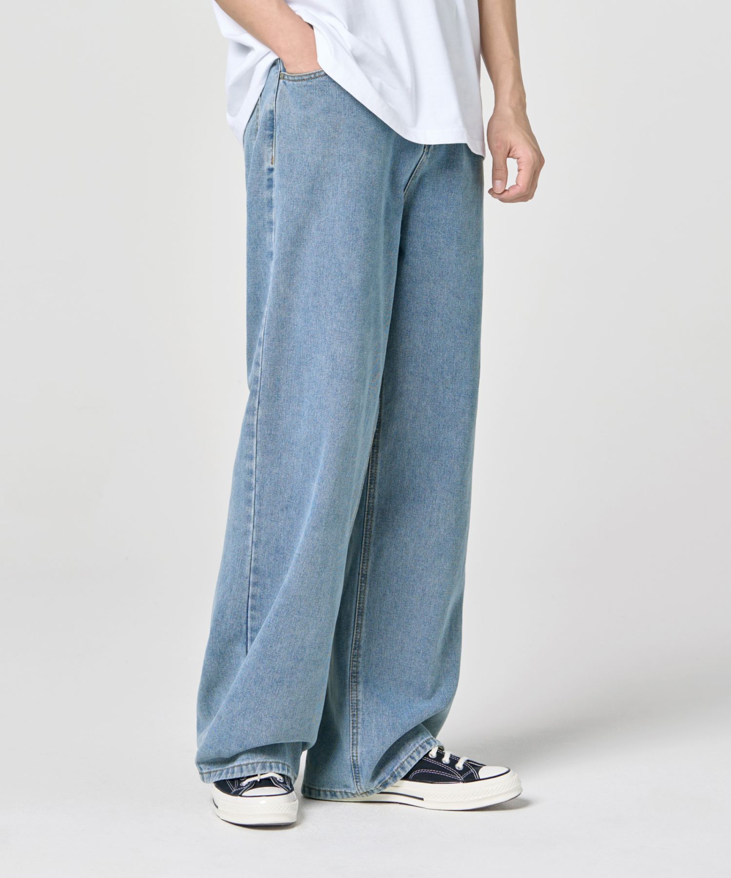 MUSINSA | AGOD Wide Denim Pants [Medium Blue]