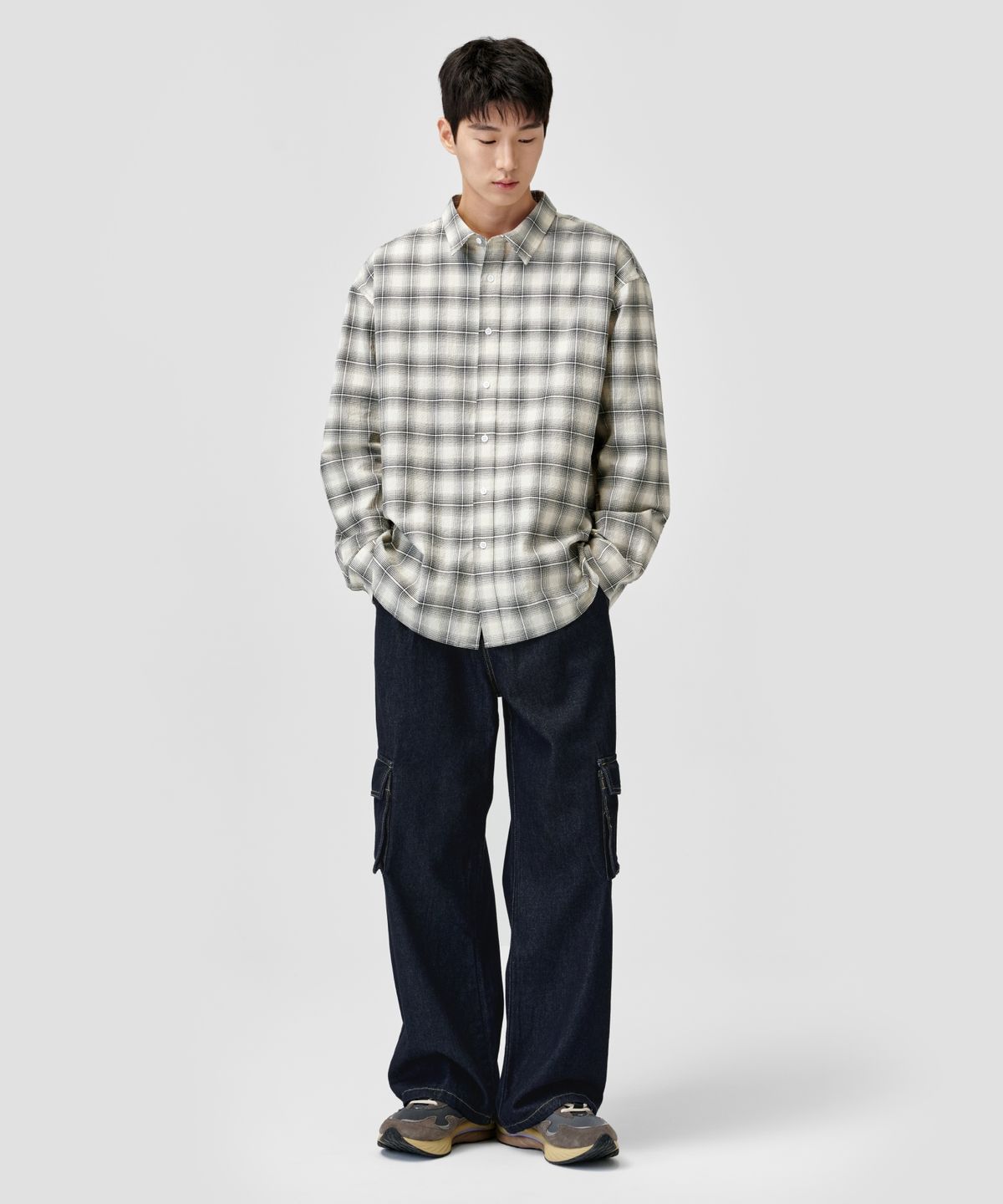 에이지오디(AGOD) 와이드 빅포켓 코튼 카고 밴딩 팬츠 [생지]