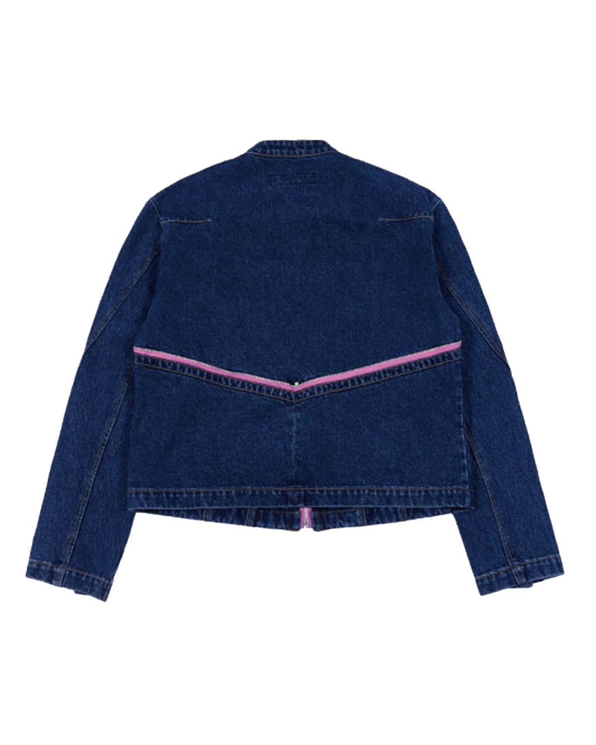 더뮤지엄비지터(THEMUSEUMVISITOR) DENIM ZIPPER BIKER JACKET (WASHED BLUE)