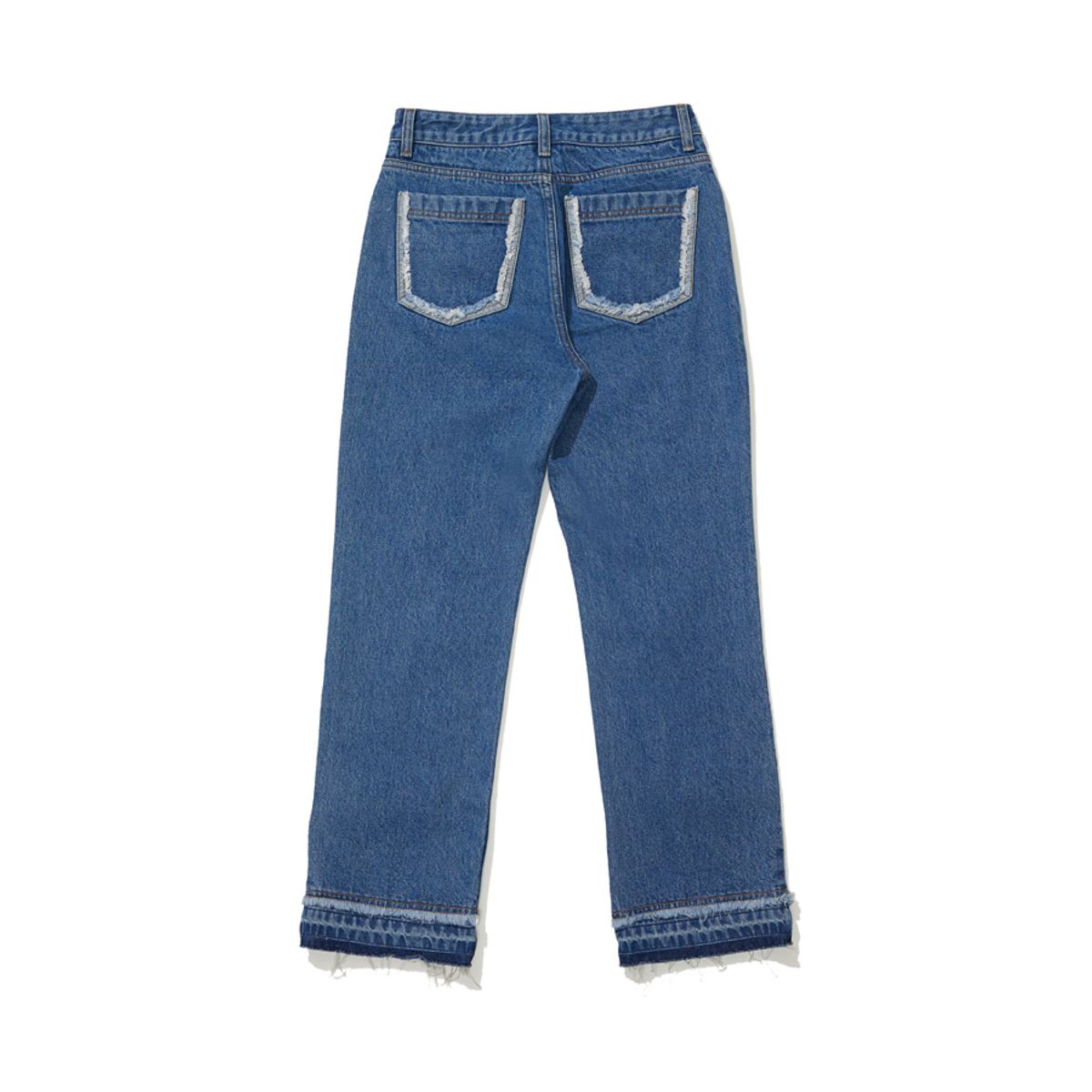 마크엠(MARKM) (W) SEMI BOOTSCUT DAMAGE DYEING PANTS BLUE