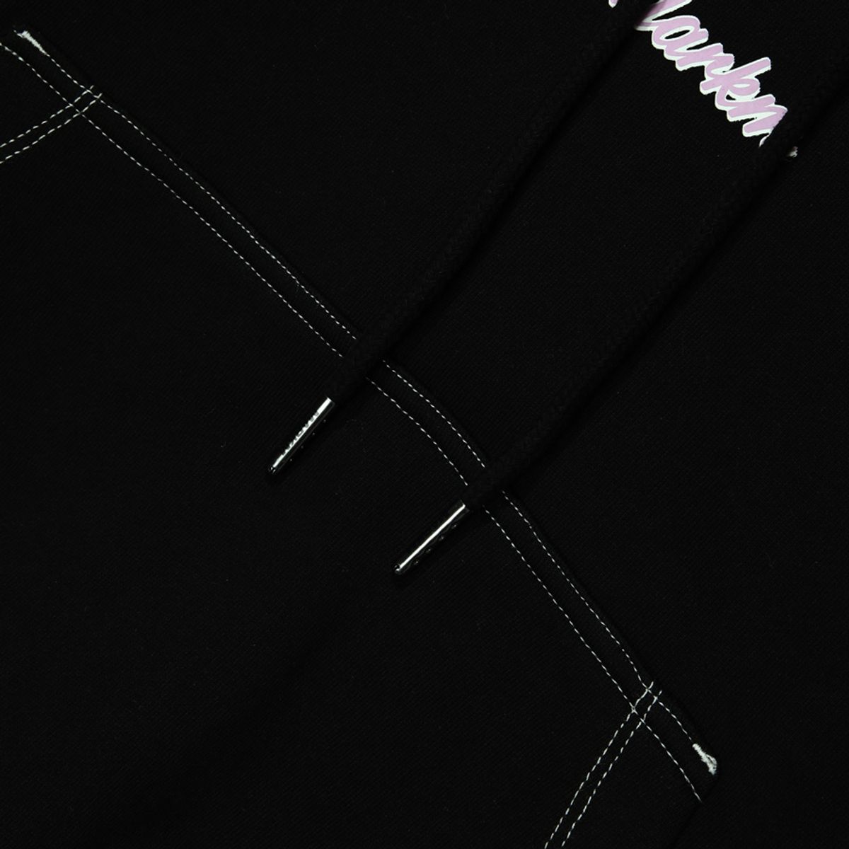 마크엠(MARKM) (W) STITCH CROP HOODIE BLACK