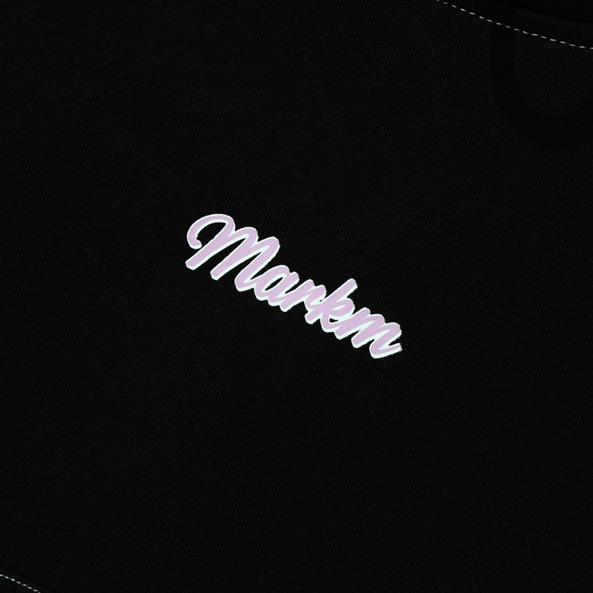 마크엠(MARKM) (W) STITCH CROP HOODIE BLACK