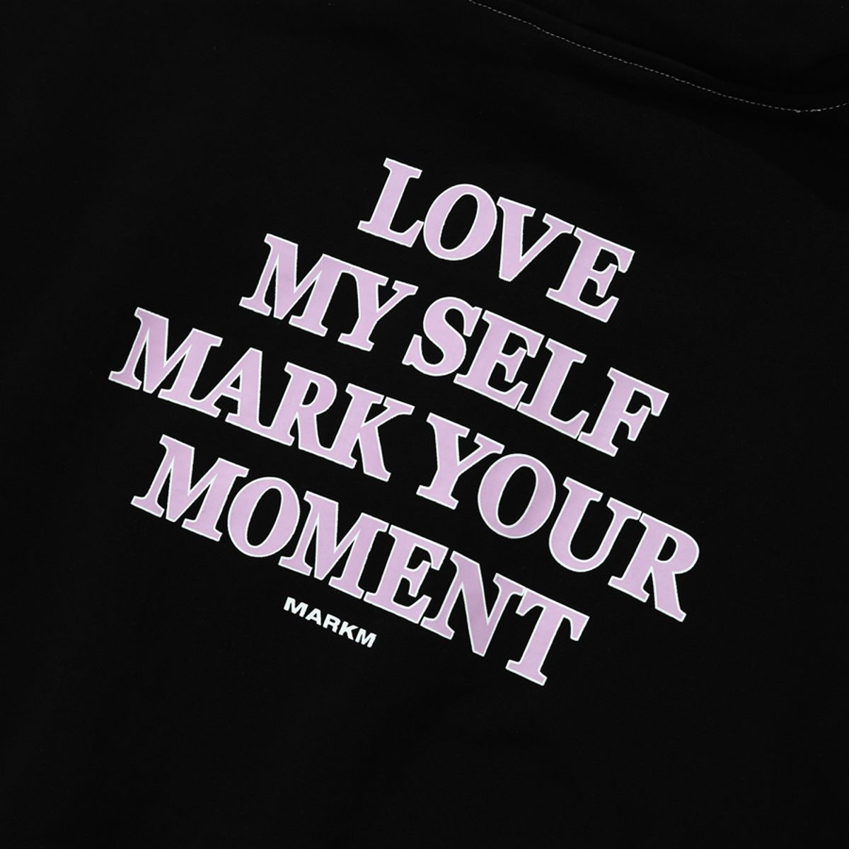마크엠(MARKM) (W) STITCH CROP HOODIE BLACK
