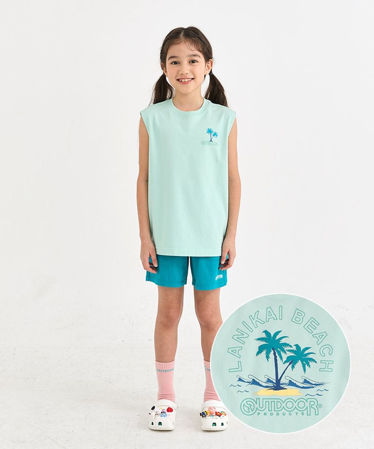 아웃도어 프로덕츠 키즈(OUTDOOR PRODUCTS KIDS) 그래픽 민소매 + 쇼츠 셋업 (민트) 658707_MT