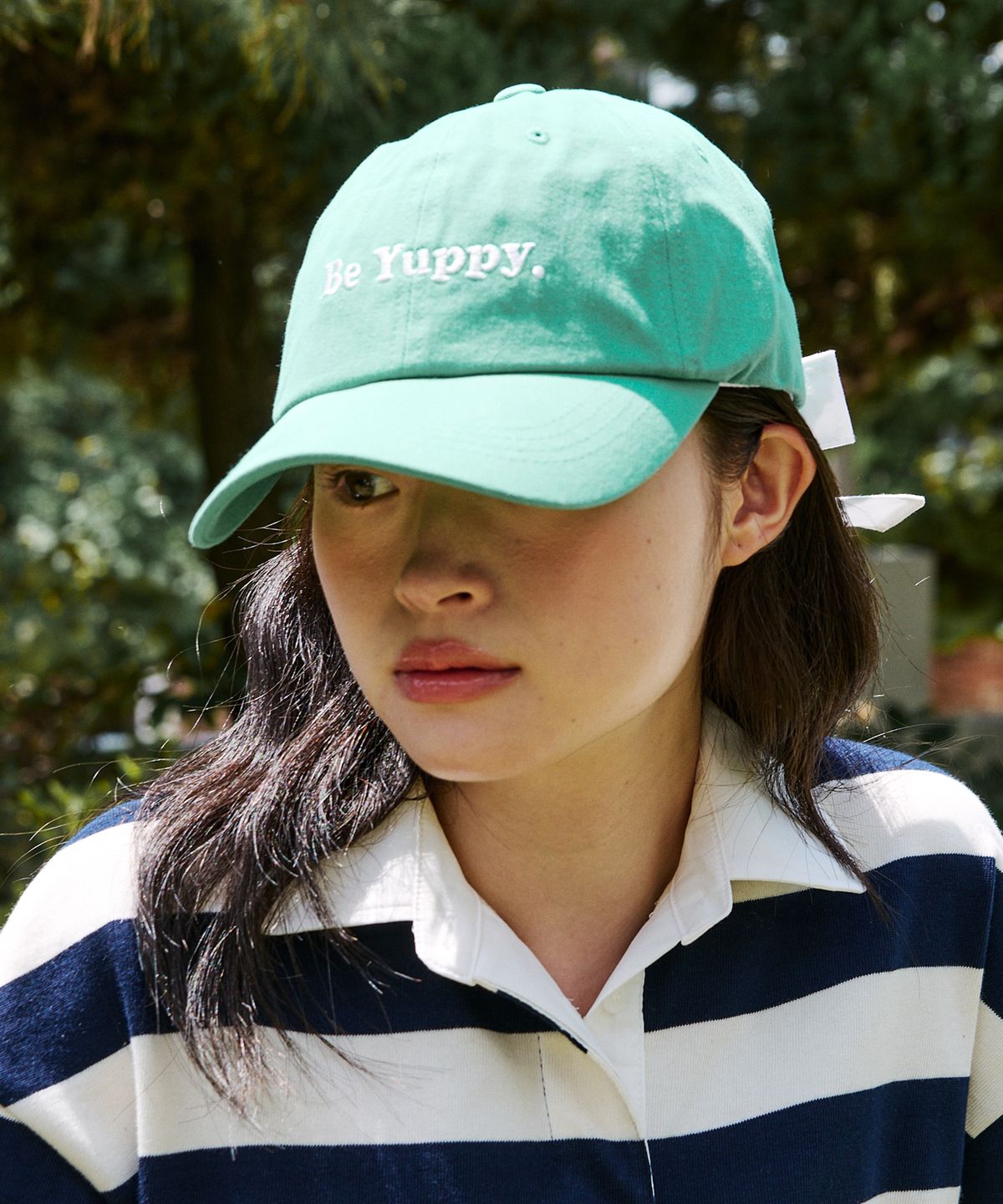 엽페(YUPPE) Y RIBBON BALL CAP_GREEN