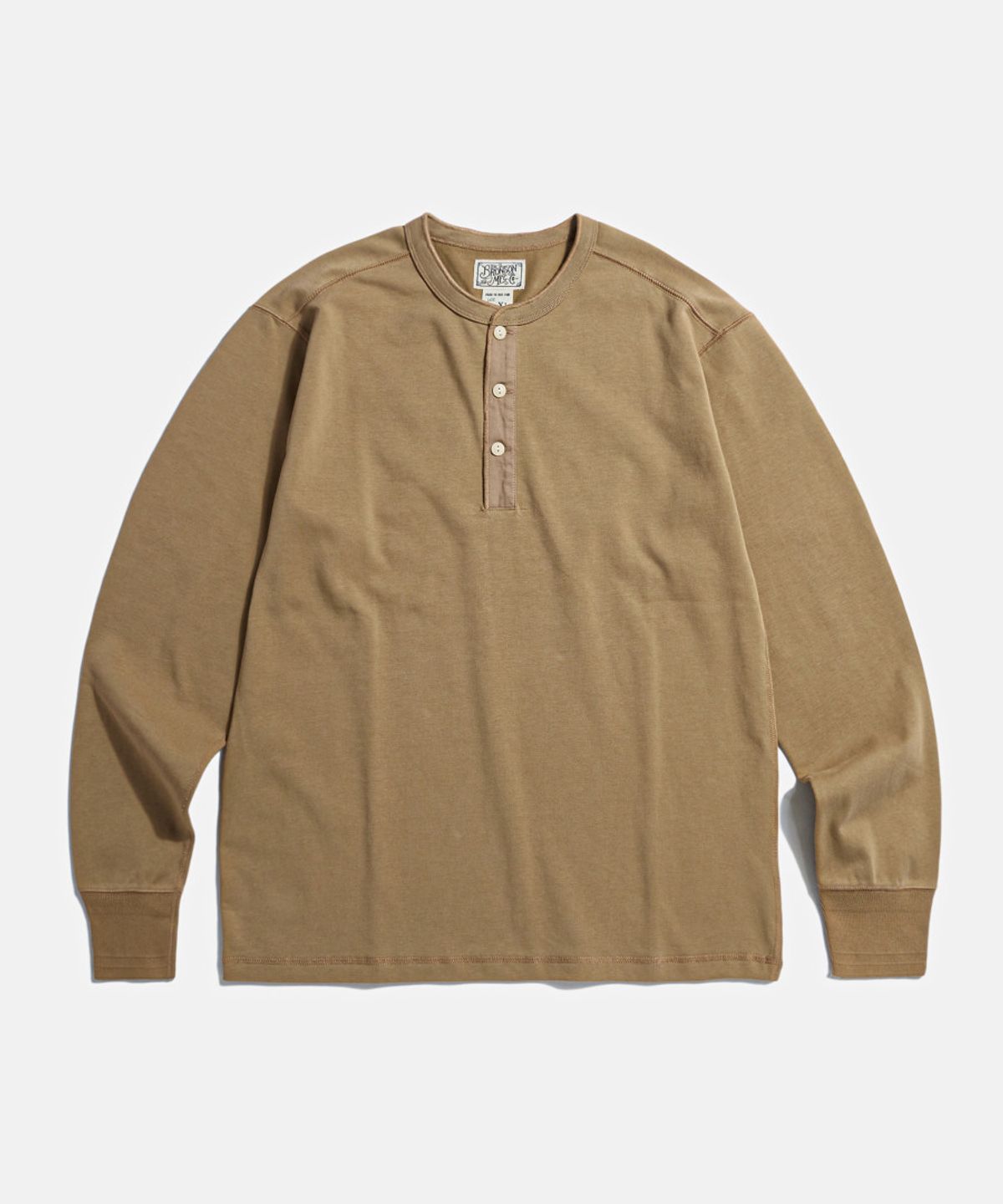 브론슨(BRONSON) Vintage Long Sleeve Henley Shirt Camel
