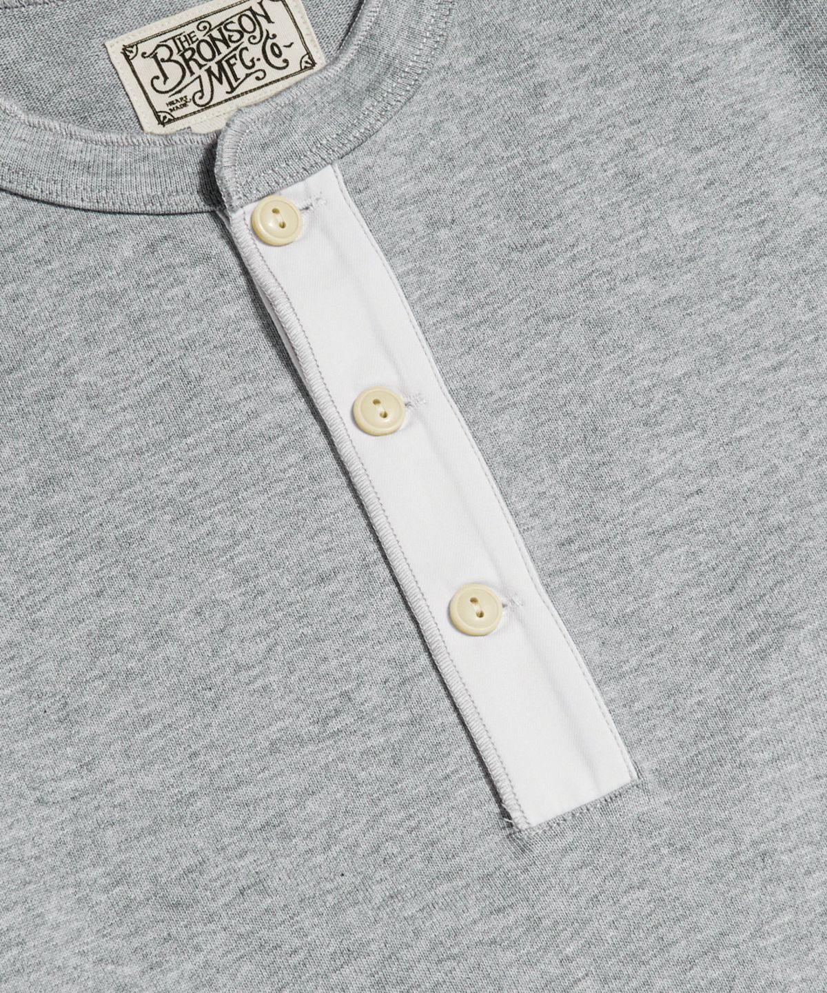 브론슨(BRONSON) Vintage Long Sleeve Henley Shirt Grey