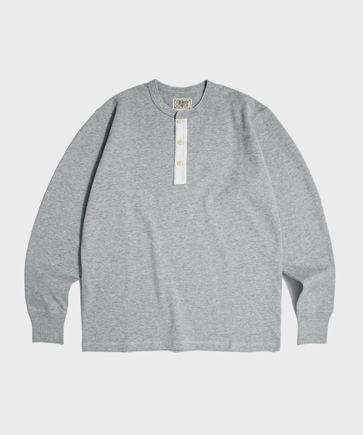브론슨(BRONSON) Vintage Long Sleeve Henley Shirt Grey