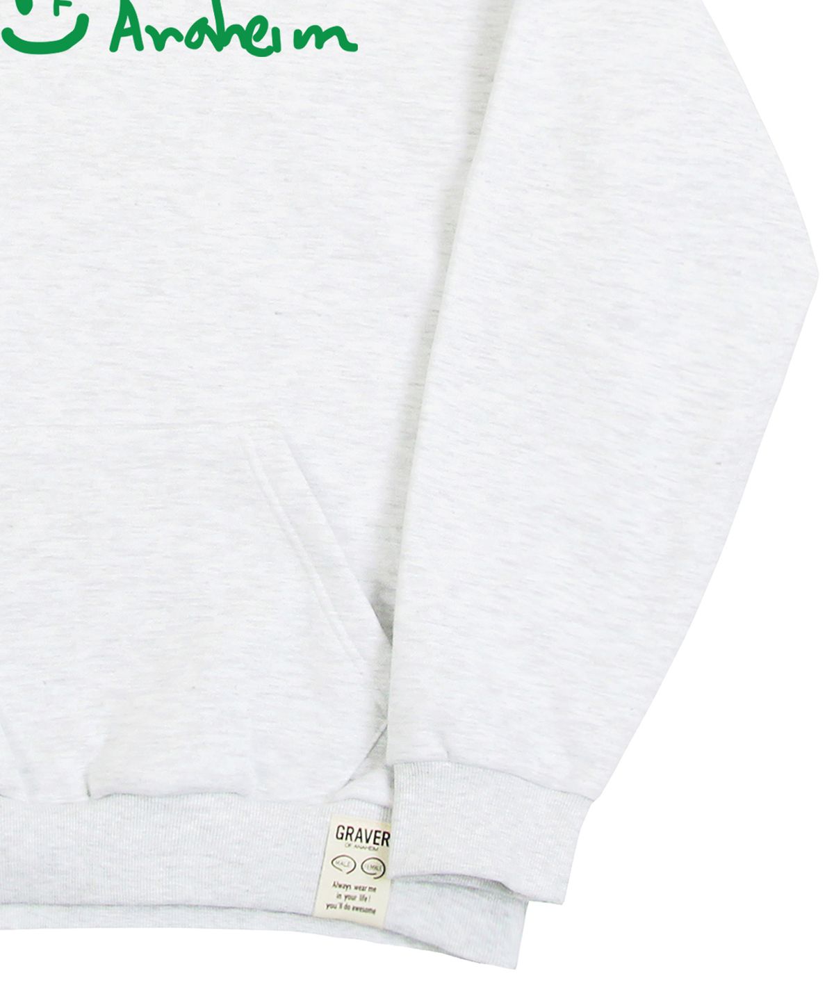 그레이버(GRAVER) [UNISEX]드로잉 로고 드로잉스마일 후드티_멜란지화이트