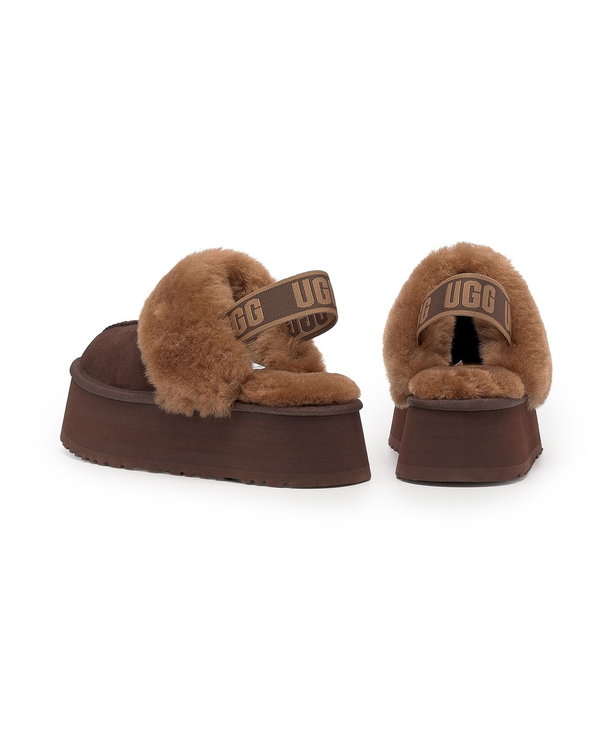 어그(UGG) [for women] UGG 로고 밴딩 퍼 카라 플랫폼 샌들 (펀케트)_BURNT CEDAR/1113474BCDR